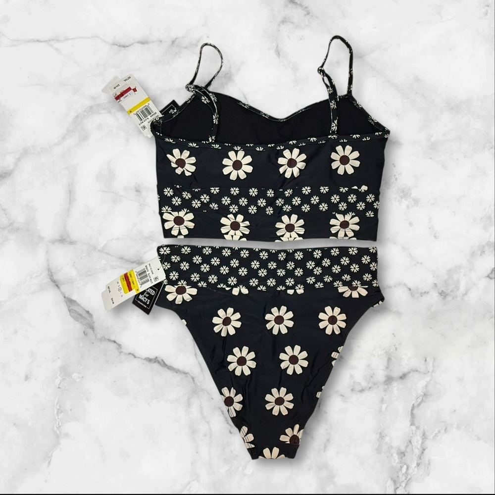 NWT | Salt + Cove | Daisy Print Bikini Set Two-Piece Swimsuit | Black | Size M - Picture 3 of 12